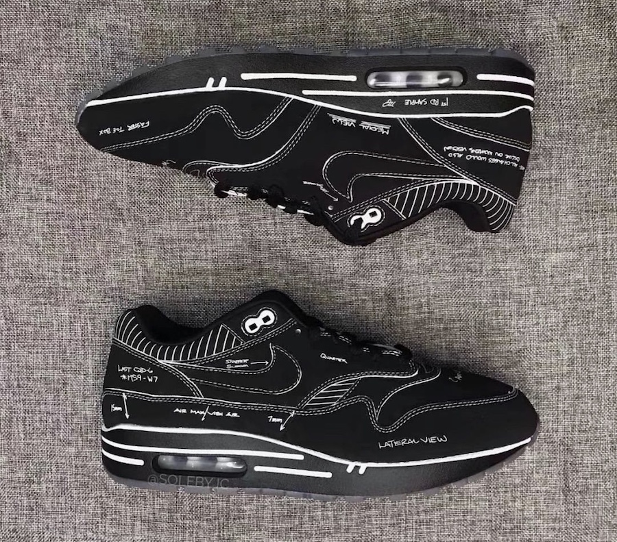 An On-Feet Look At The Nike Air Max 1 Black Schematic •