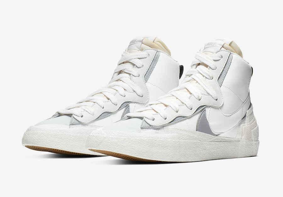 Sacai Nike Blazer Mid White Wolf Grey BV0072-100 Release Date - SBD