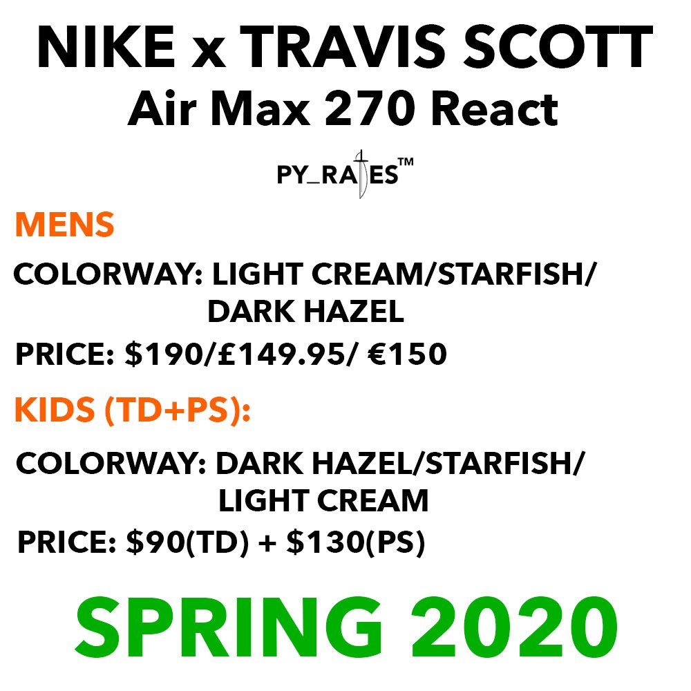 Travis Scott Nike Air Max 270 React Release Date