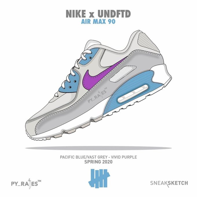 Undefeated Nike Air Max 90 Pacific Blue Vivid Purple Release Date