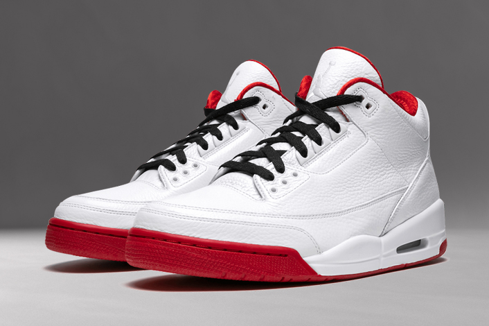 white and red jordans 3