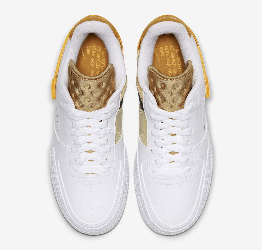 abstract shark Popular Nike AF1 Type White Gold Yellow AT7859-100 Release Date - SBD