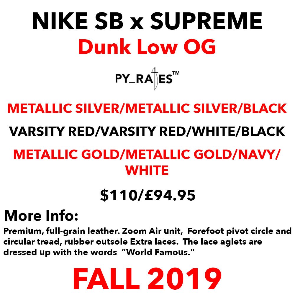 Supreme Nike SB Dunk Low 2019åå¸æ¥æ