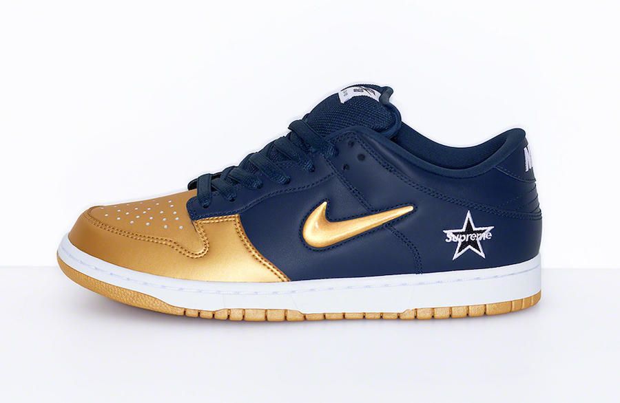 Supreme Nike SB Dunk Low Gold Navy Release Date