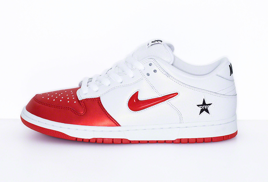 Supreme Nike SB Dunk Low Red White Release Date