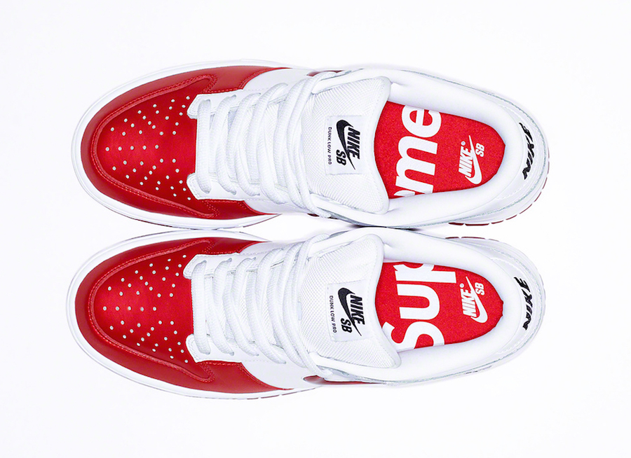 Supreme Nike SB Dunk Low Red White Release Date