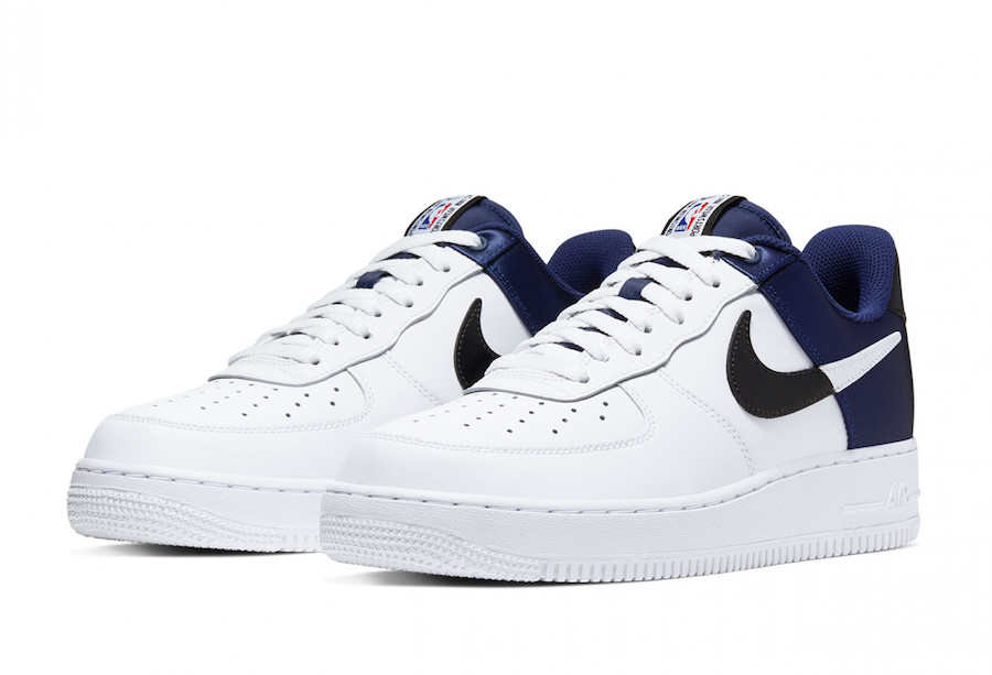 navy and white air force ones