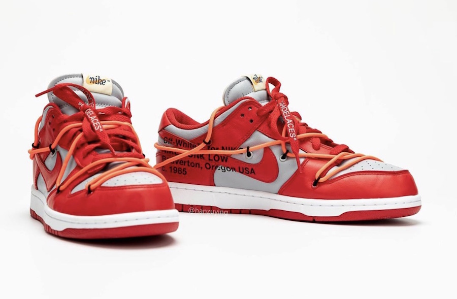 Off-White Nike Dunk Low Univeristy Red Wolf Grey CT0856-600 2019 Release Date