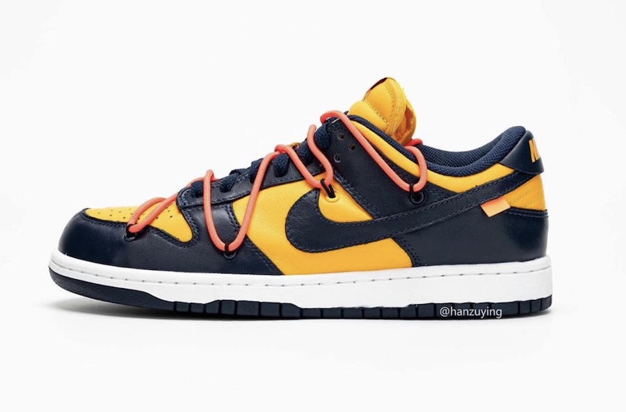 Off-White Nike Dunk Low University Gold Navy CT0856-700​​​​​​​ Release Date