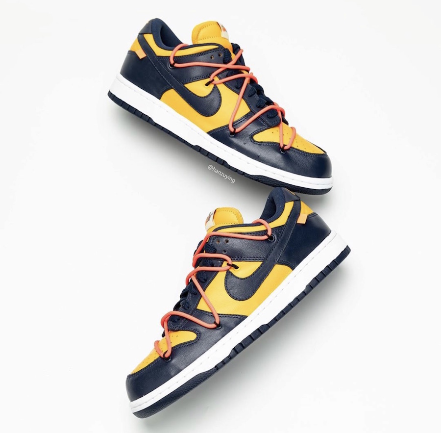 Off-White Nike Dunk Low University Gold Navy CT0856-700​​​​​​​ Release Date