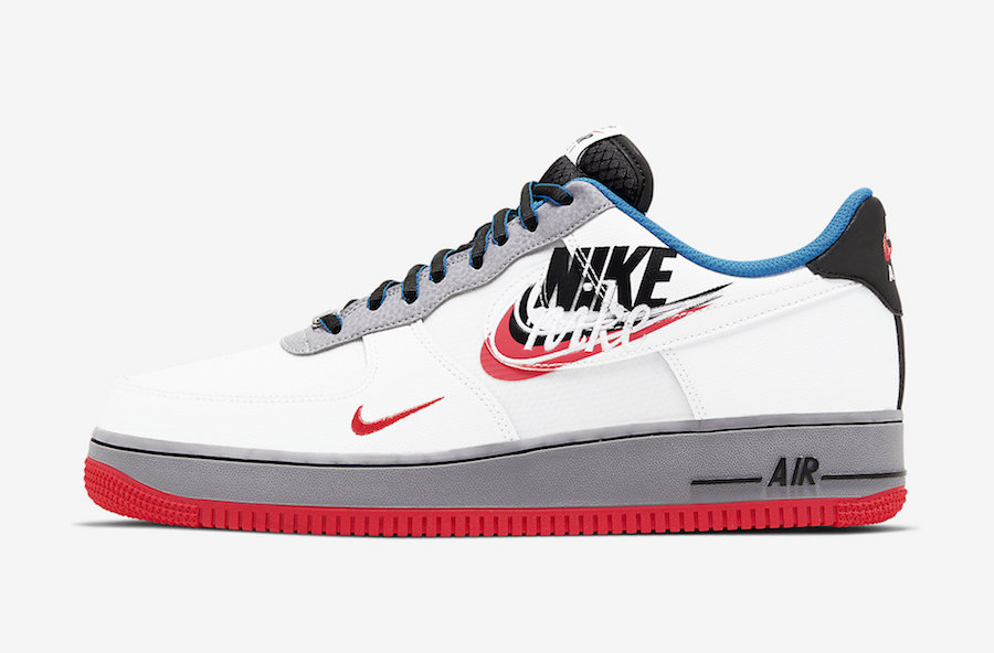 air force ones red and blue swoosh