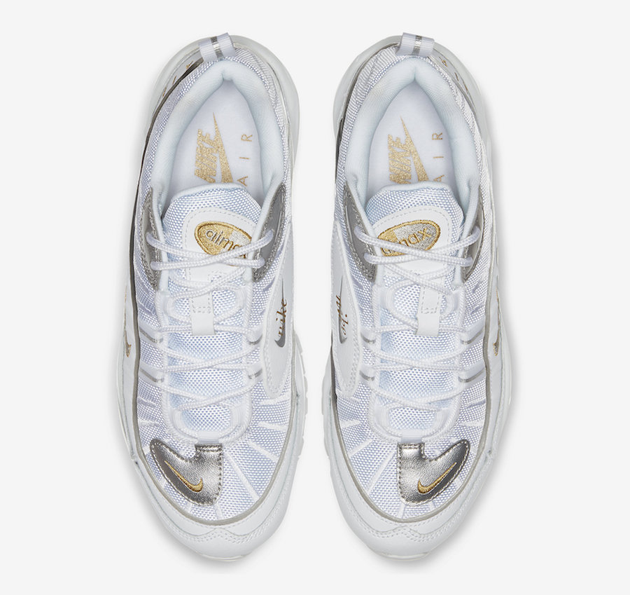 nike air max 98 white and gold