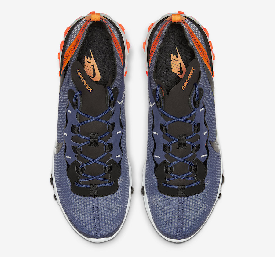Nike React Element 55 Midnight Navy Total Orange CI3831-400 Release Date