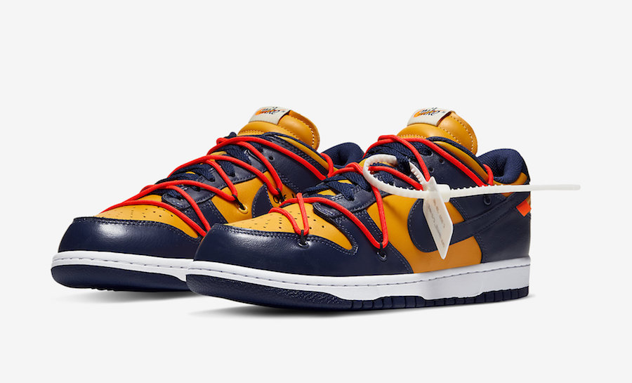 Off-White Nike Dunk Low Gold Navy CT0856-700 Release Date