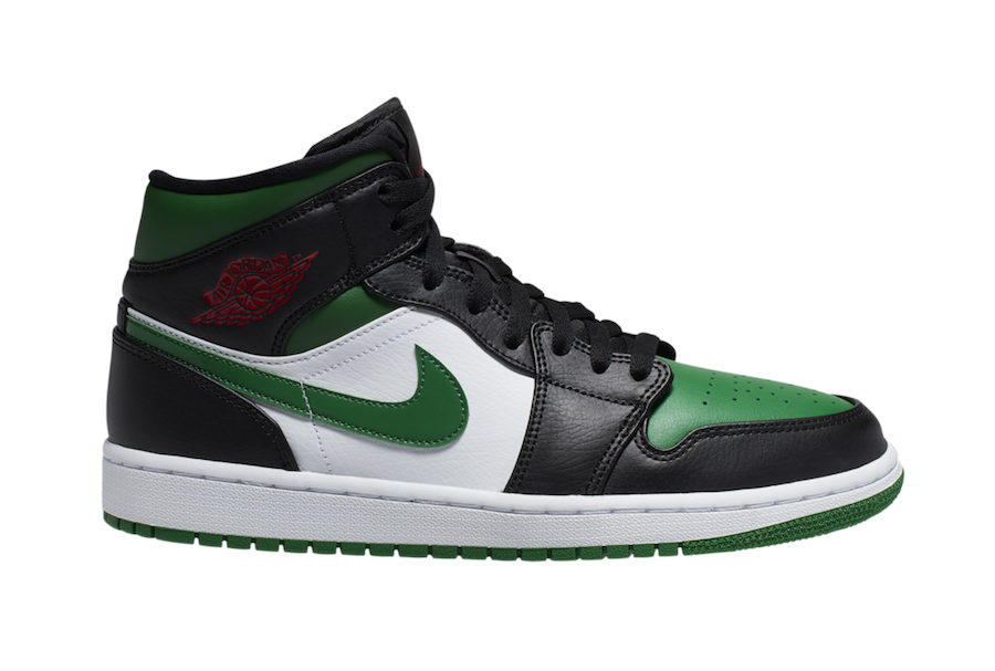 Air Jordan 1 Mid Black Green White Red 554724-067 Release Date - SBD