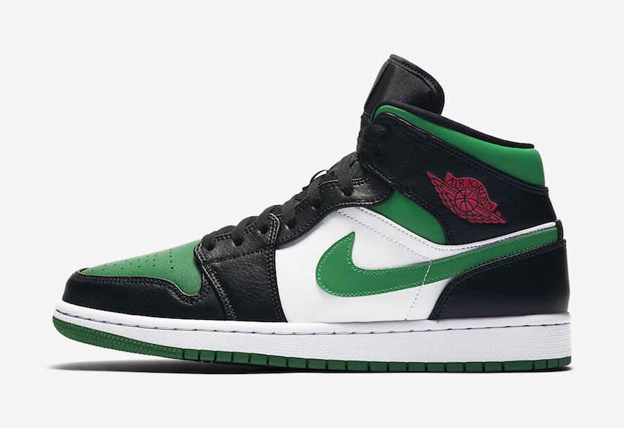 Air Jordan 1 Mid Black Green White Red 