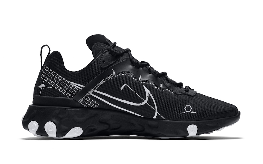 Nike React Element 55 Black Schematic Release Date