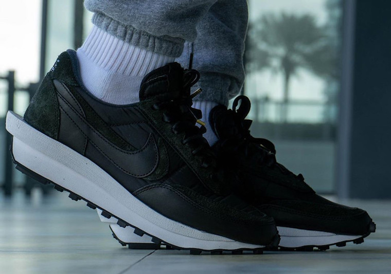sacai Nike LDWaffle Black Nylon BV0073-002 Release Date On-Feet