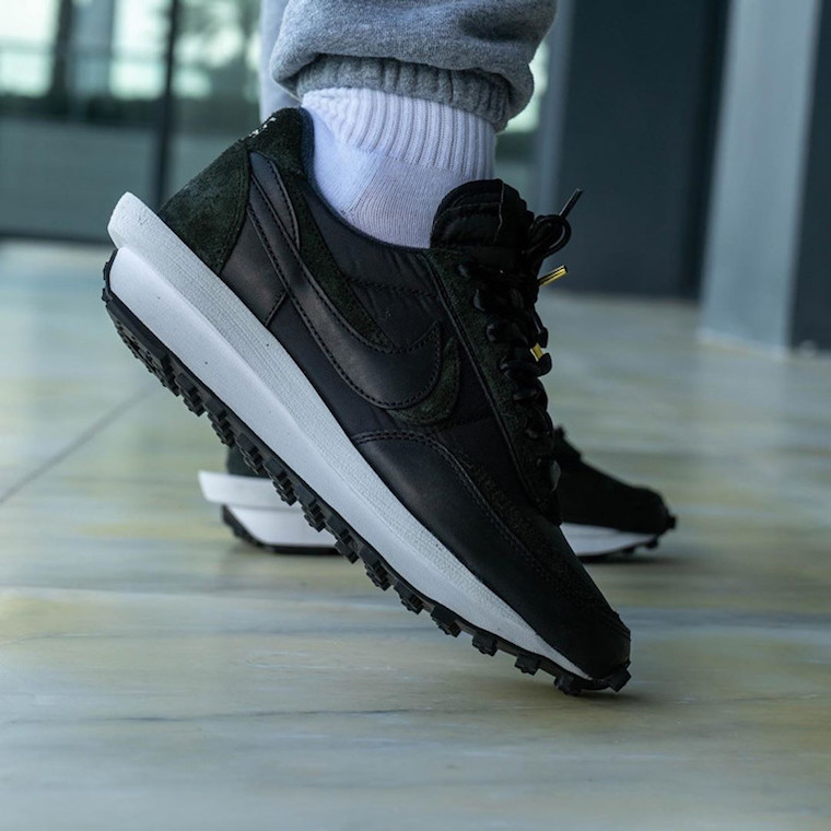 sacai Nike LDWaffle Black Nylon BV0073-002 Release Date On-Feet