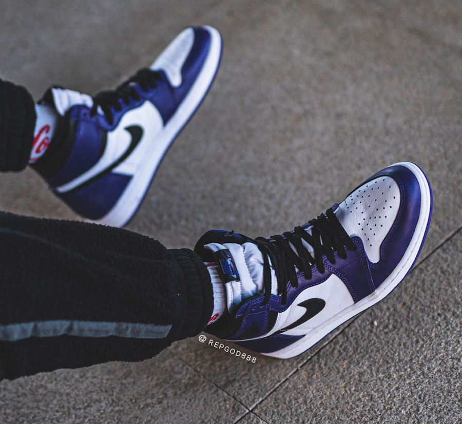 Air Jordan 1 Court Purple 555088-500 Release Date On-Feet