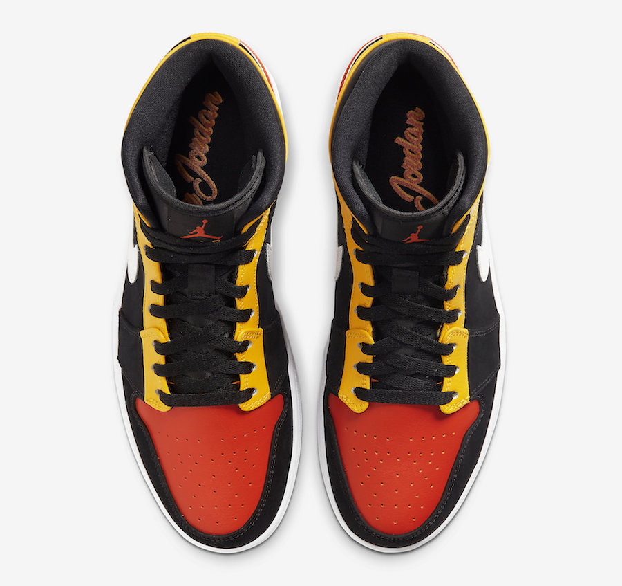 yellow black and orange jordan 1