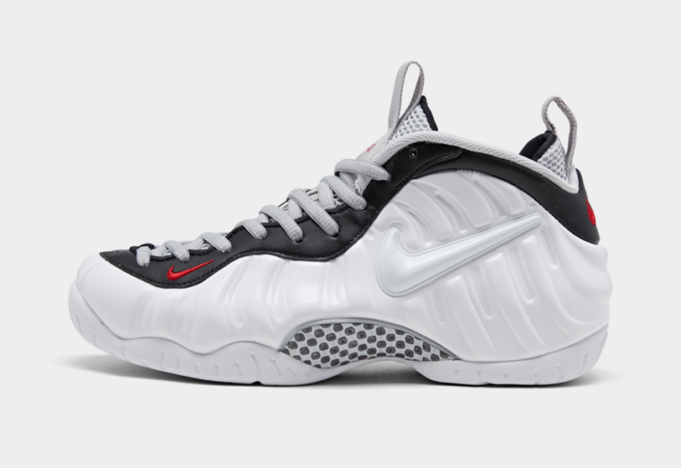 nike air foamposite pro white black university red shirt