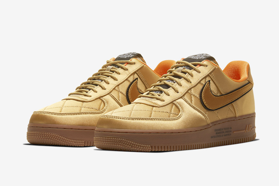 Nike Air Force 1 Low Quilted Gold Flight Jacket CU6724-777 Release Date