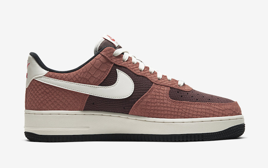 Nike Air Force 1 Low Snakeskin In &quot;Red Bark&quot; Coming Soon: Photos