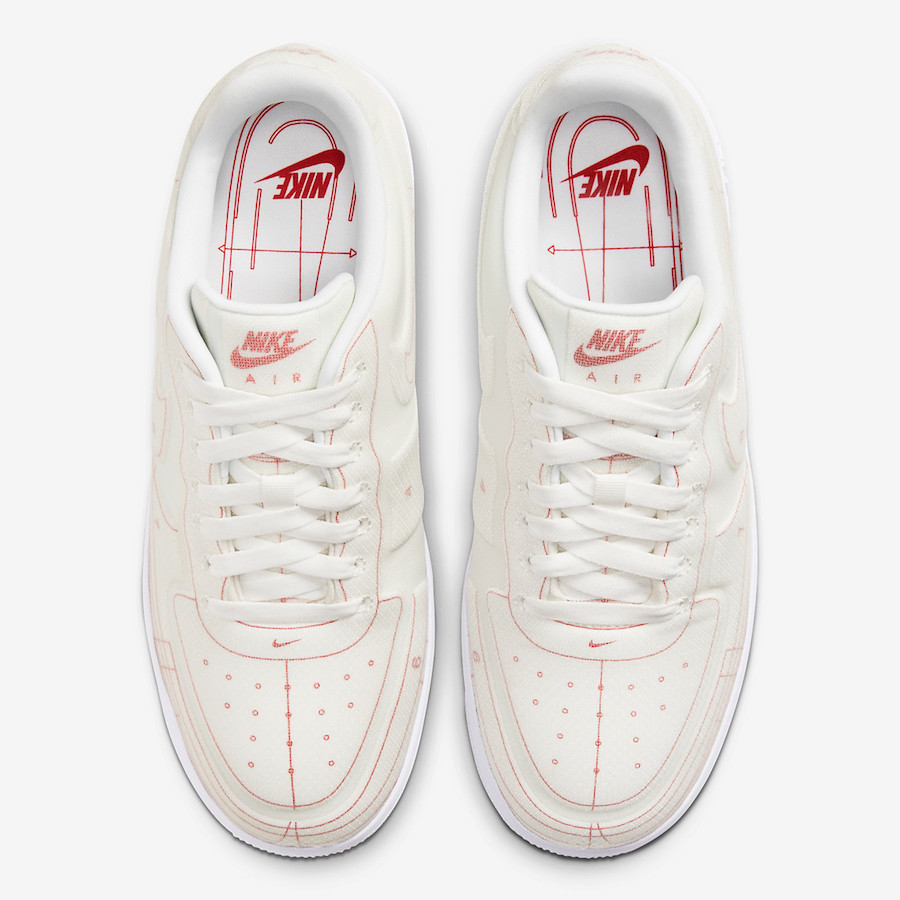 Nike Air Force 1 Low LX Blueprint Summit White University Red CI3445-100 Release Date