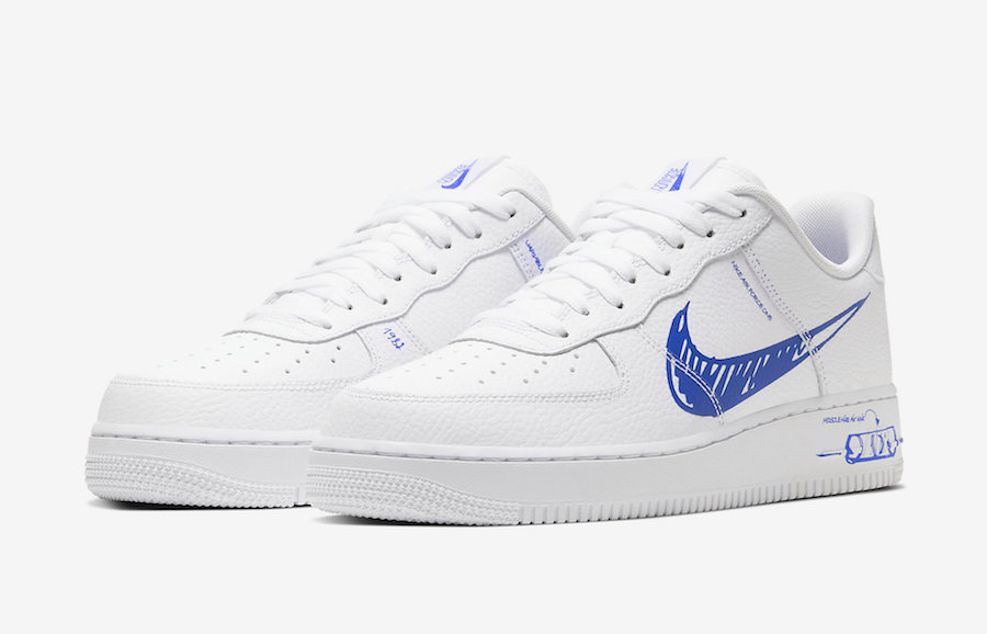 Nike Air Force 1 Low Sketch White Royal Blue CW7581-100 Release Date - SBD