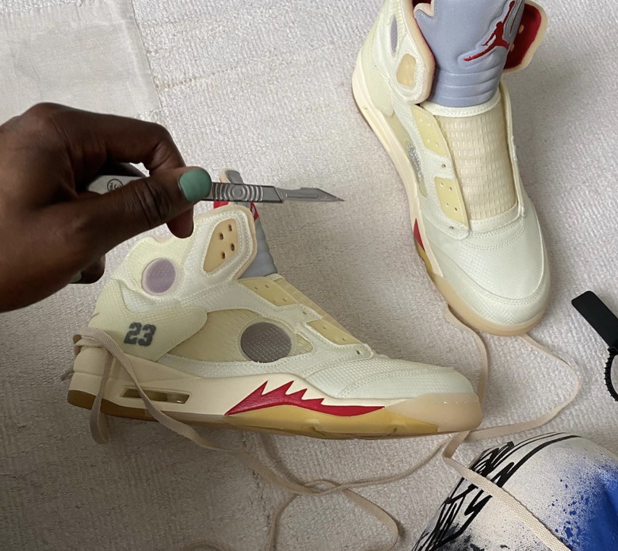 Off-White Air Jordan 5 Sail Red Silver CT8480-100 Release Date