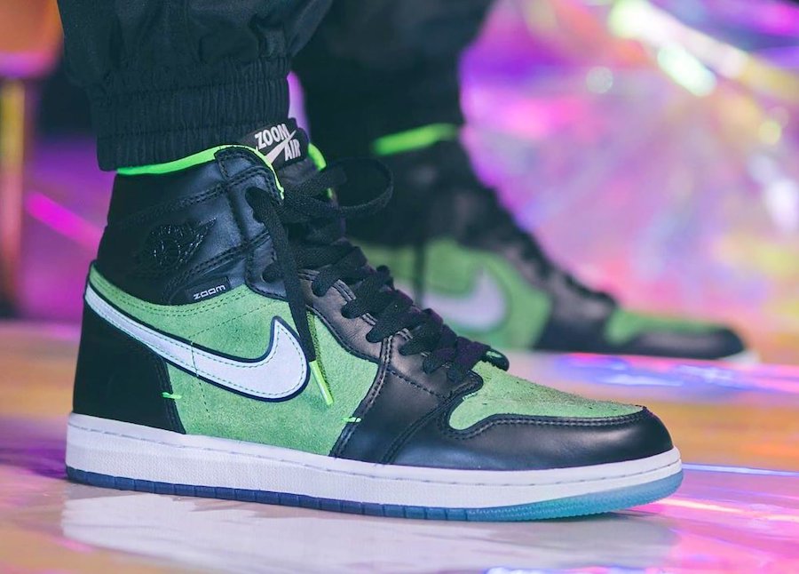 Air Jordan 1 High Zoom Black Green CK6637-002 Release Date On-Feet