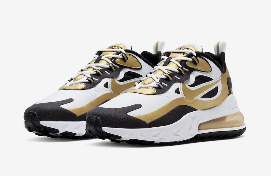 Nike Air Max 270 React White Black Gold CW7298-100 Release Date