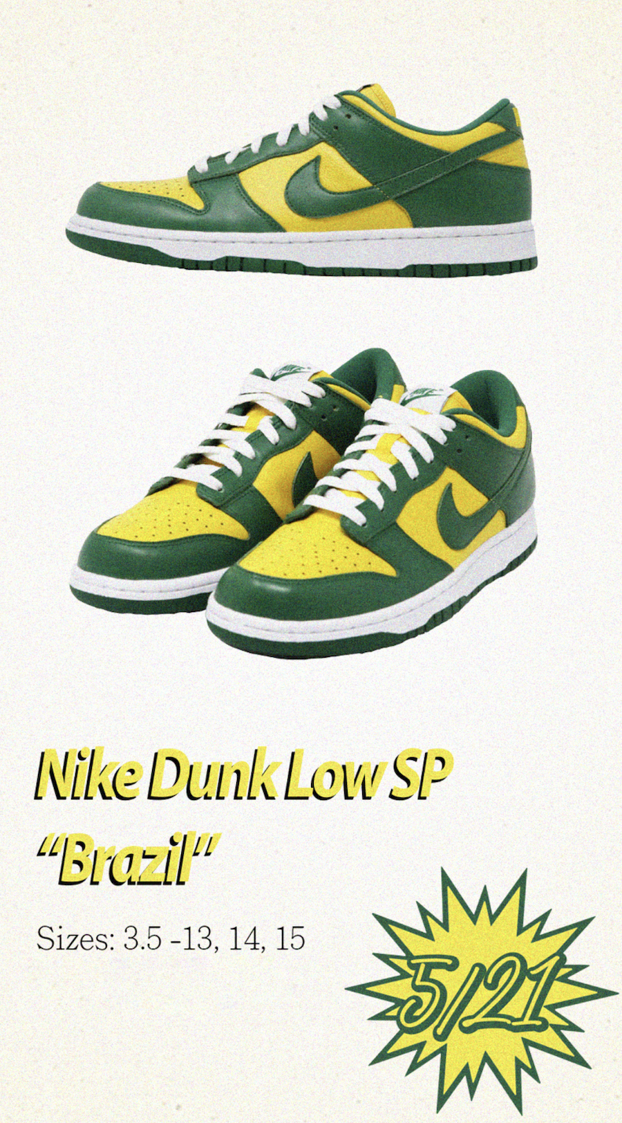 Nike Dunk Low Brazil CU1727-700 Release Date