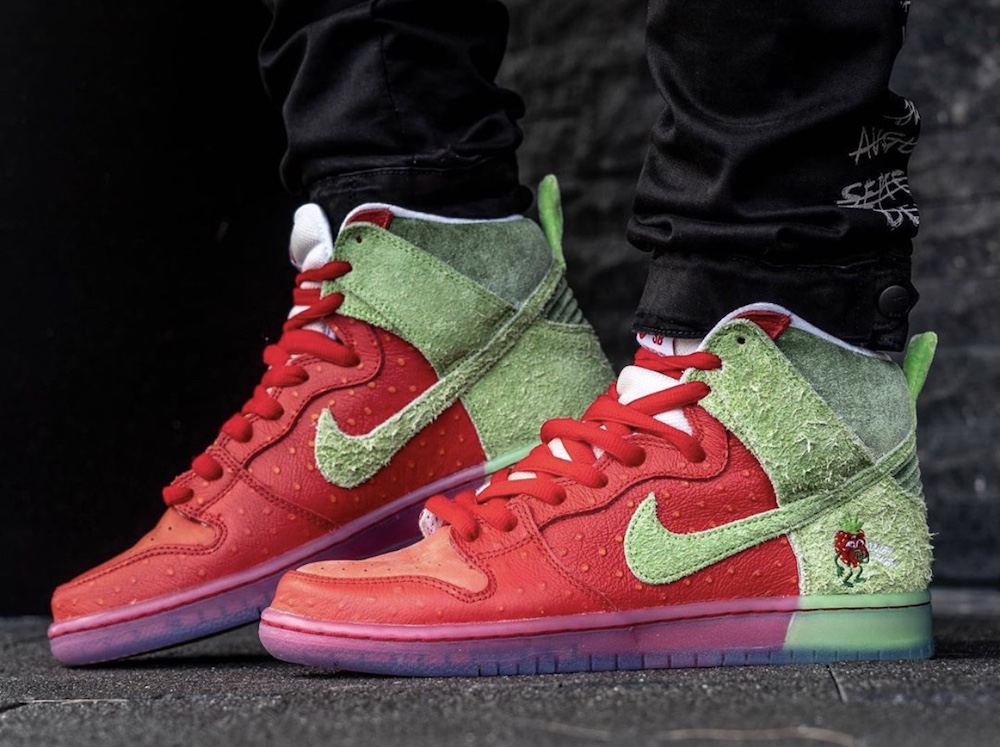Nike SB Dunk High Strawberry Cough CW7093 600 Release Date On Feet 4