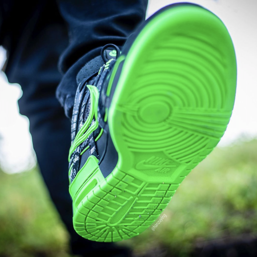 Off-White Nike Air Rubber Dunk Green Strike CU6015-001 Release Date On-Feet