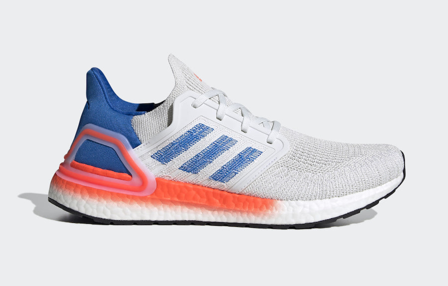 adidas Ultra Boost 2020 White Glory Blue Solar Red EG0708 Release Date