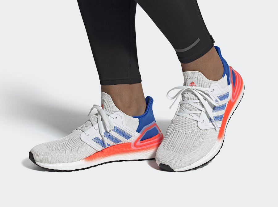 adidas Ultra Boost 2020 White Glory Blue Solar Red EG0708 Release Date