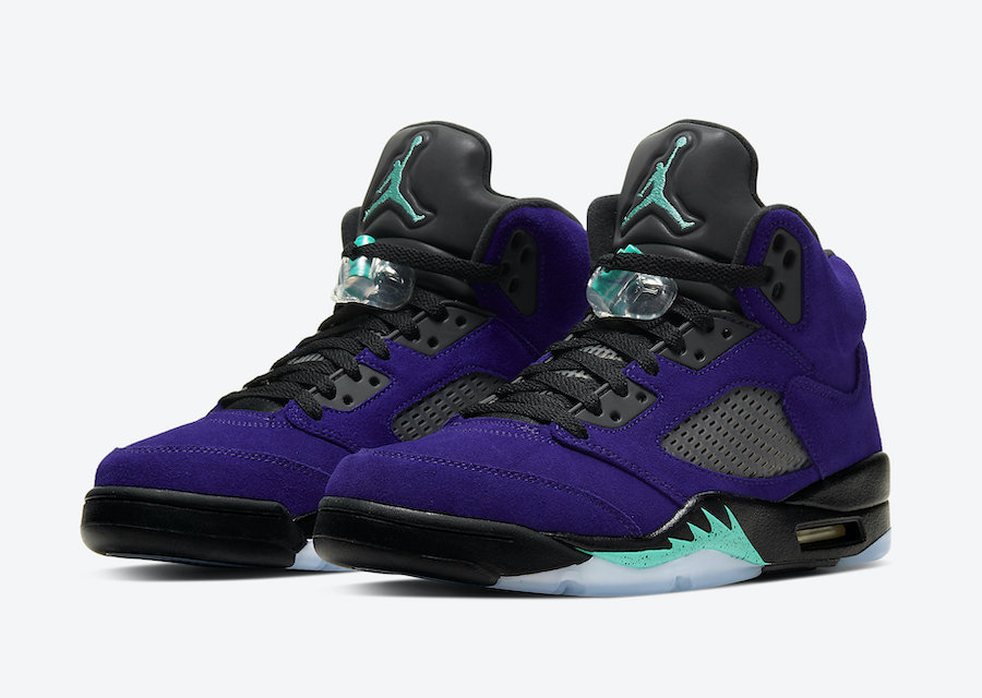 air jordan 5 retro grape ice/new emerald-black-clear Women's Shoe