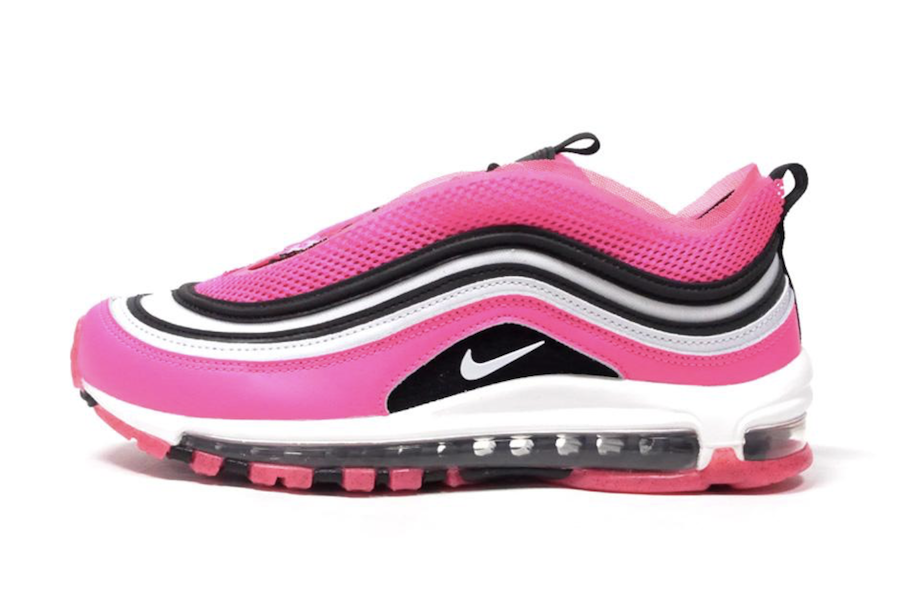 white and pink nike 97