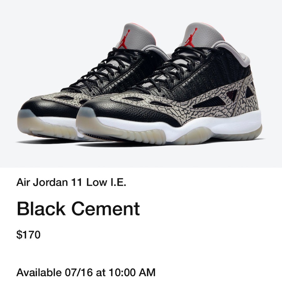 Air Jordan 11 Low IE Black Cement 919712-006