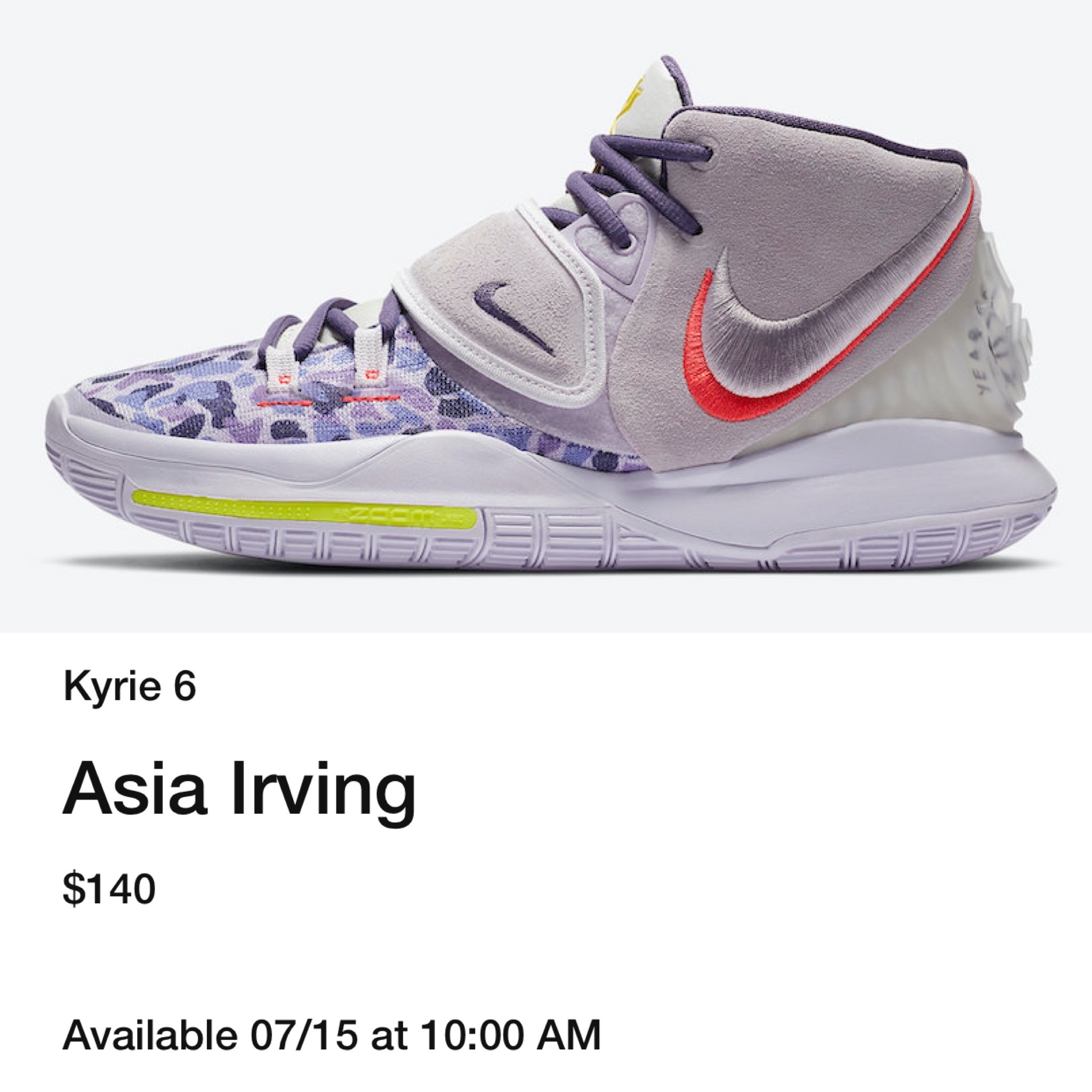 Nike Kyrie 6 Asia Irving CD5031-001 CD5031-500 Release Date