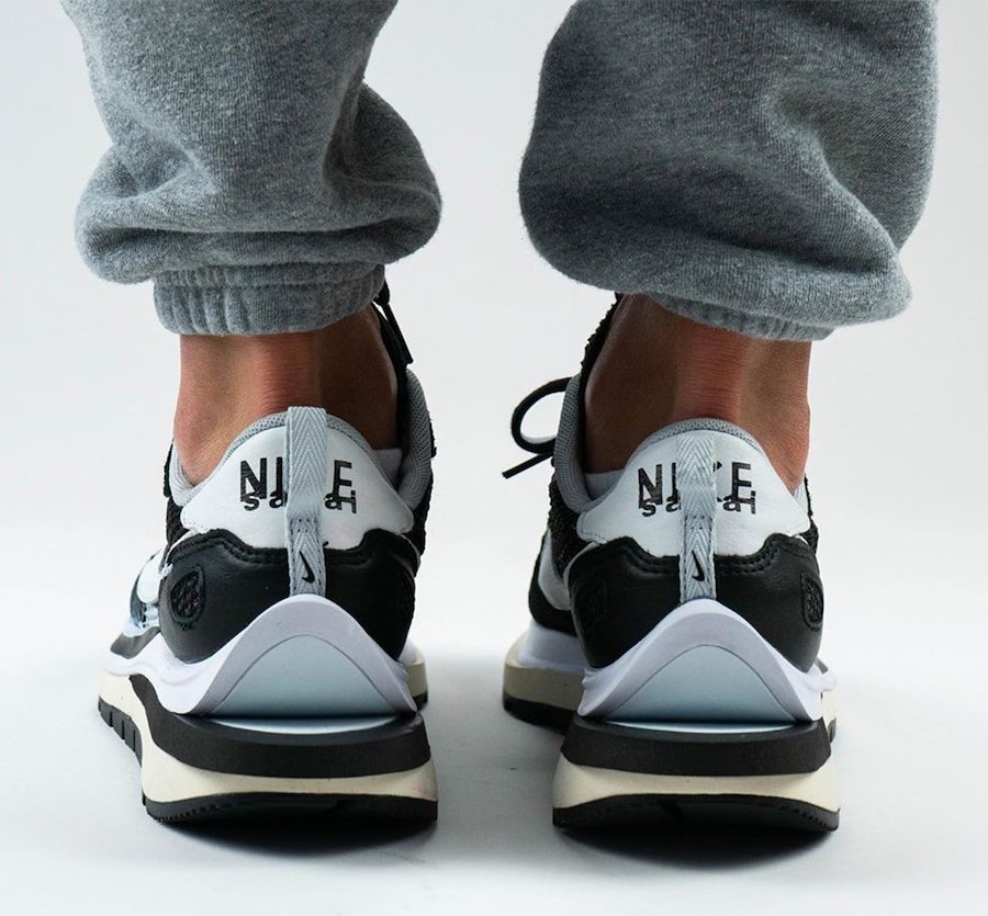 sacai Nike VaporWaffle Black White CV1363-001 Release Date On-Feet