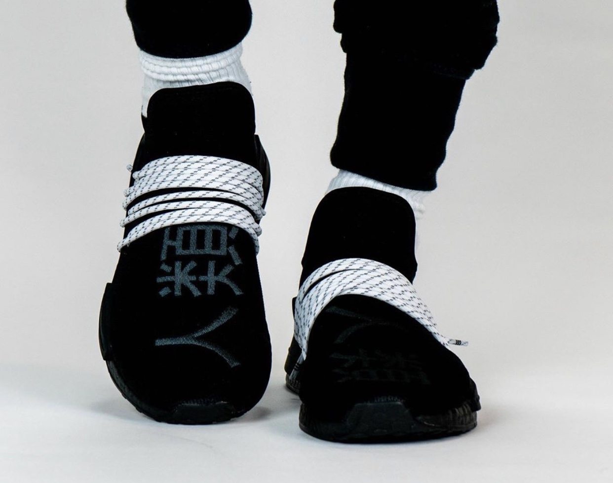 Pharrell adidas NMD Hu Black White  GY0093 Release Date On-Feet