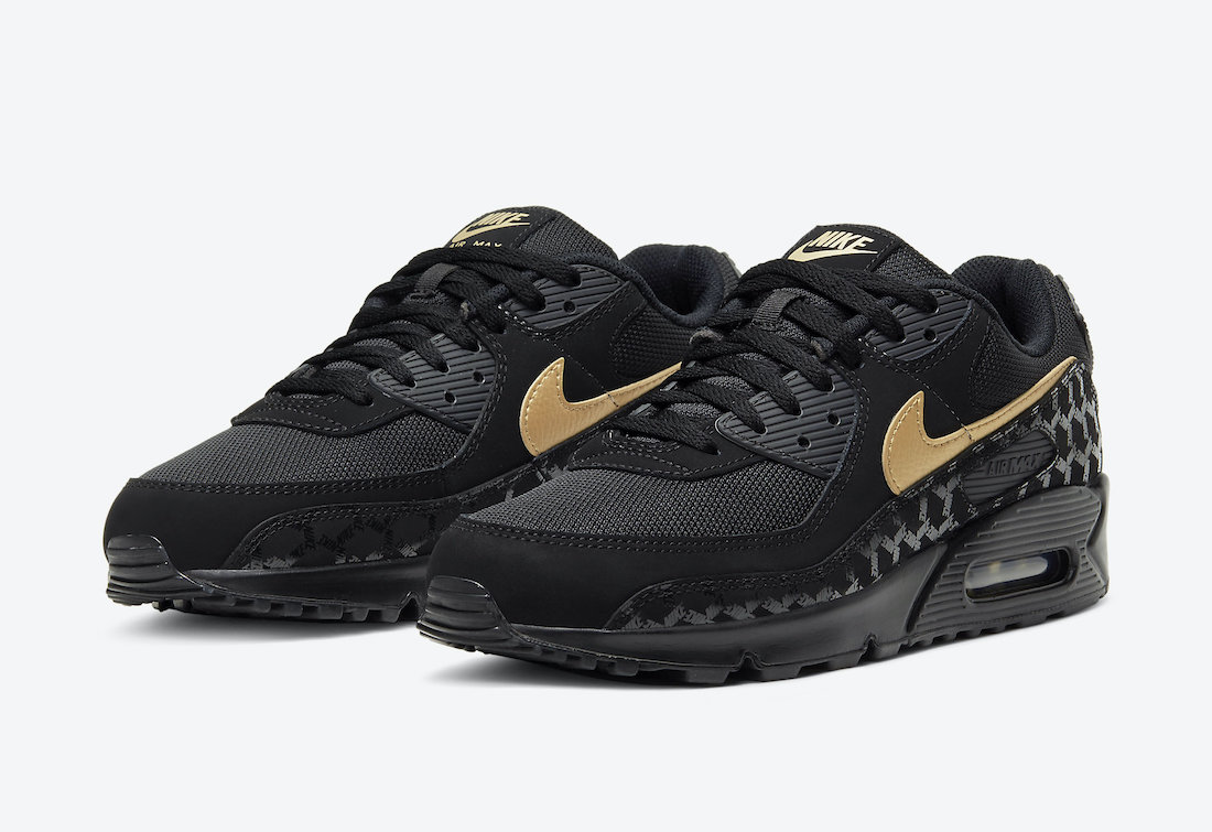 black air max with gold check