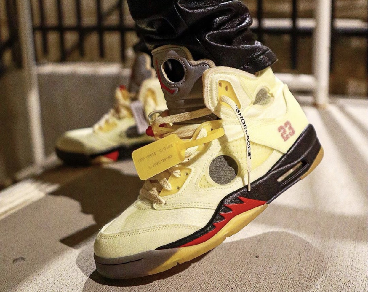 air jordan 5 off white on feet