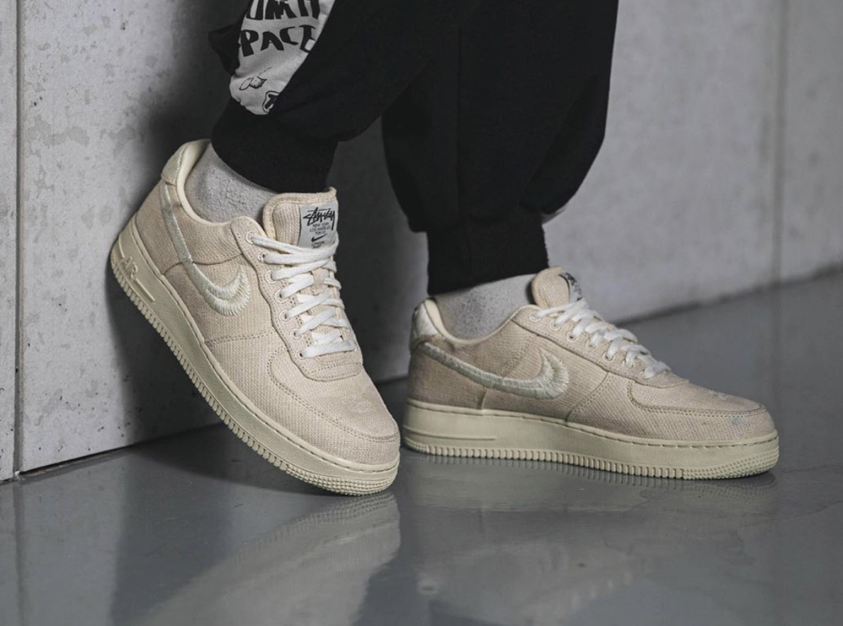 Stussy Nike Air Force 1 Fossil Stone CZ9084-200 Release Date On-Feet