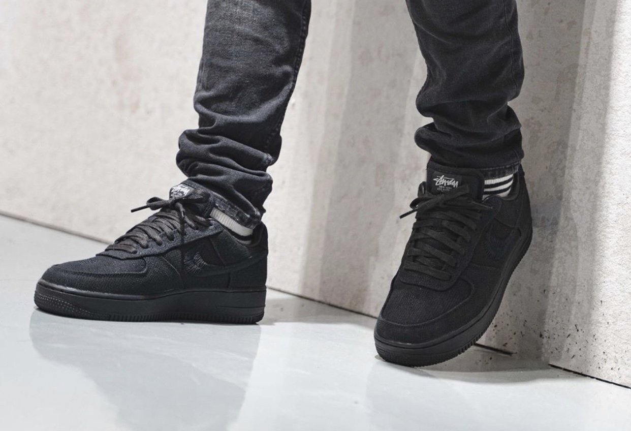 Stussy Nike Air Force 1 Low Black CZ9084-001 Release Date On-Feet
