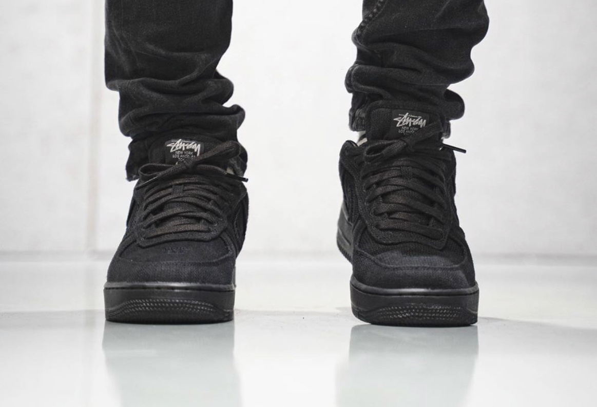Stussy Nike Air Force 1 Low Black CZ9084-001 Release Date On-Feet