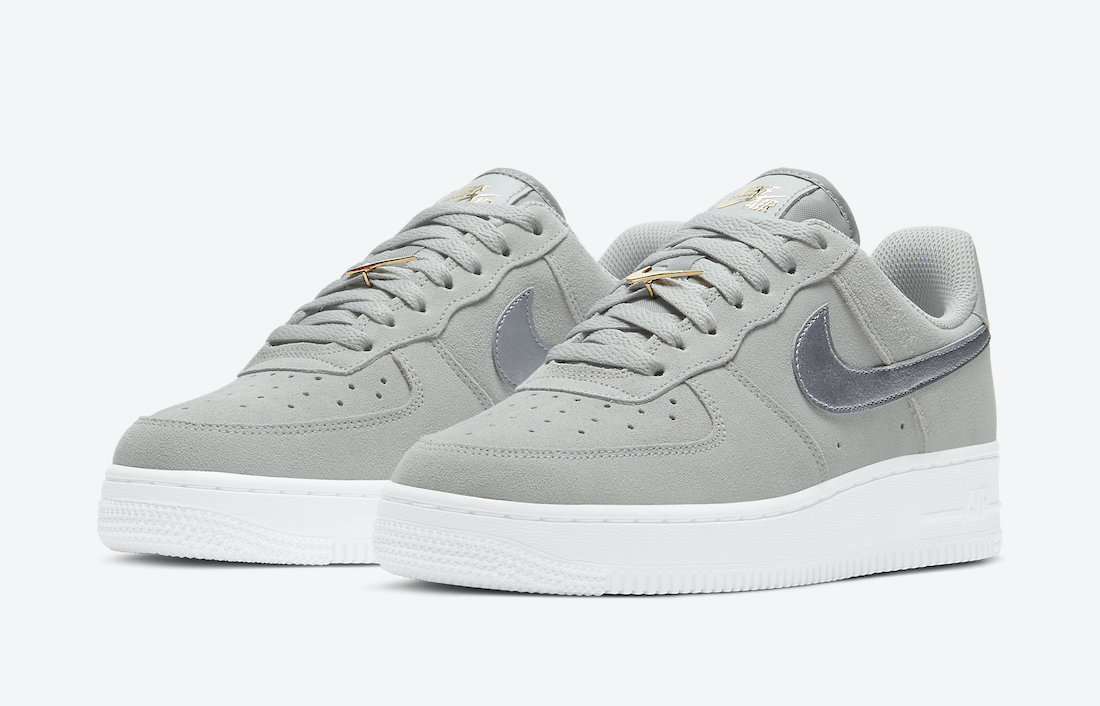 nike air force 1 grey and gold
